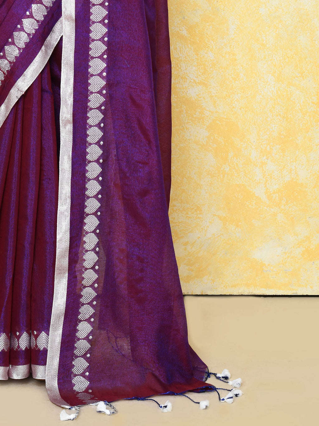 Piyari Fashion Women's Love Border Purple Tissue Saree With Blouse Piece | Grocsy