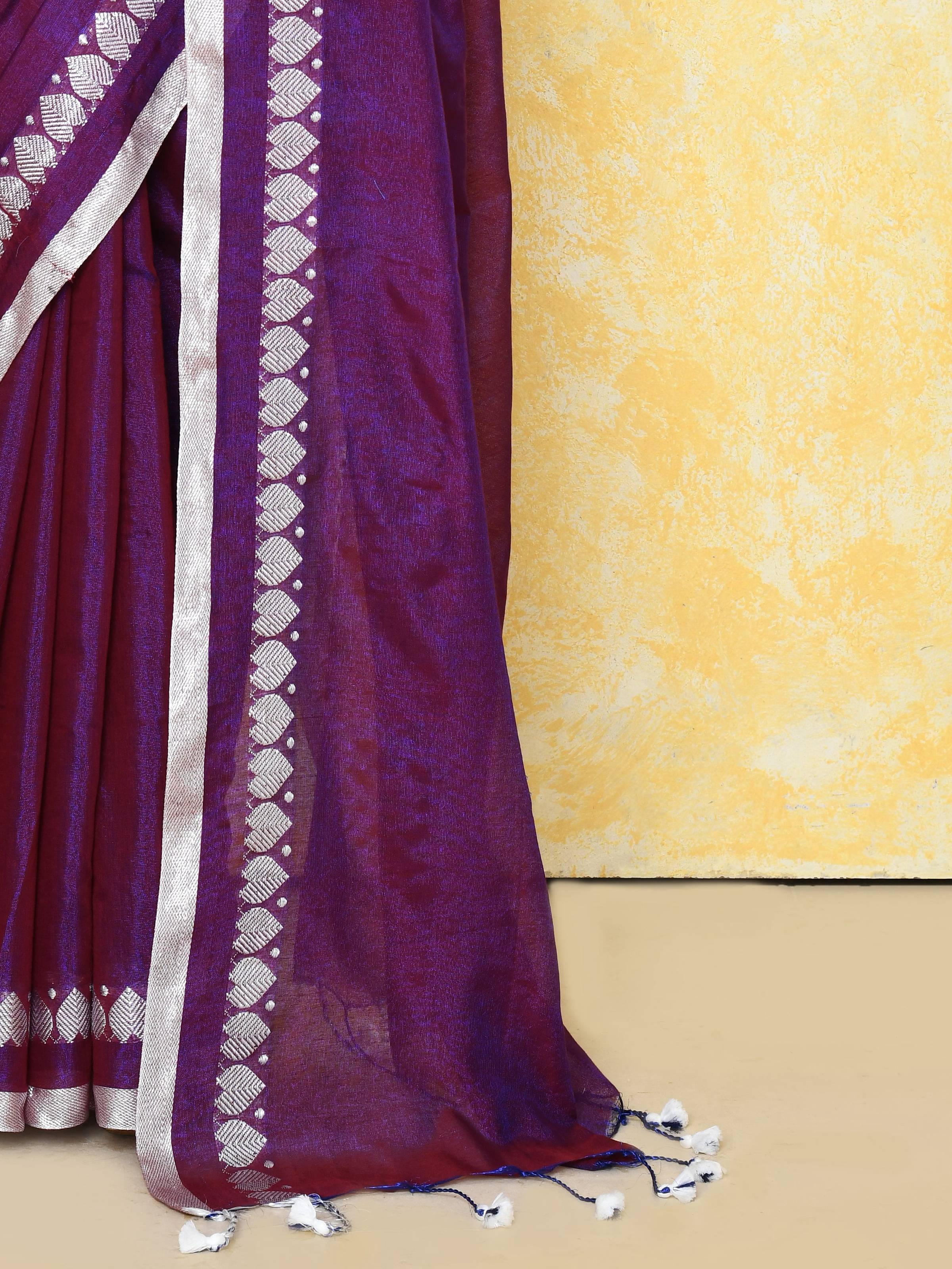 Piyari Fashion Women's Love Border Purple Tissue Saree With Blouse Piece | Grocsy