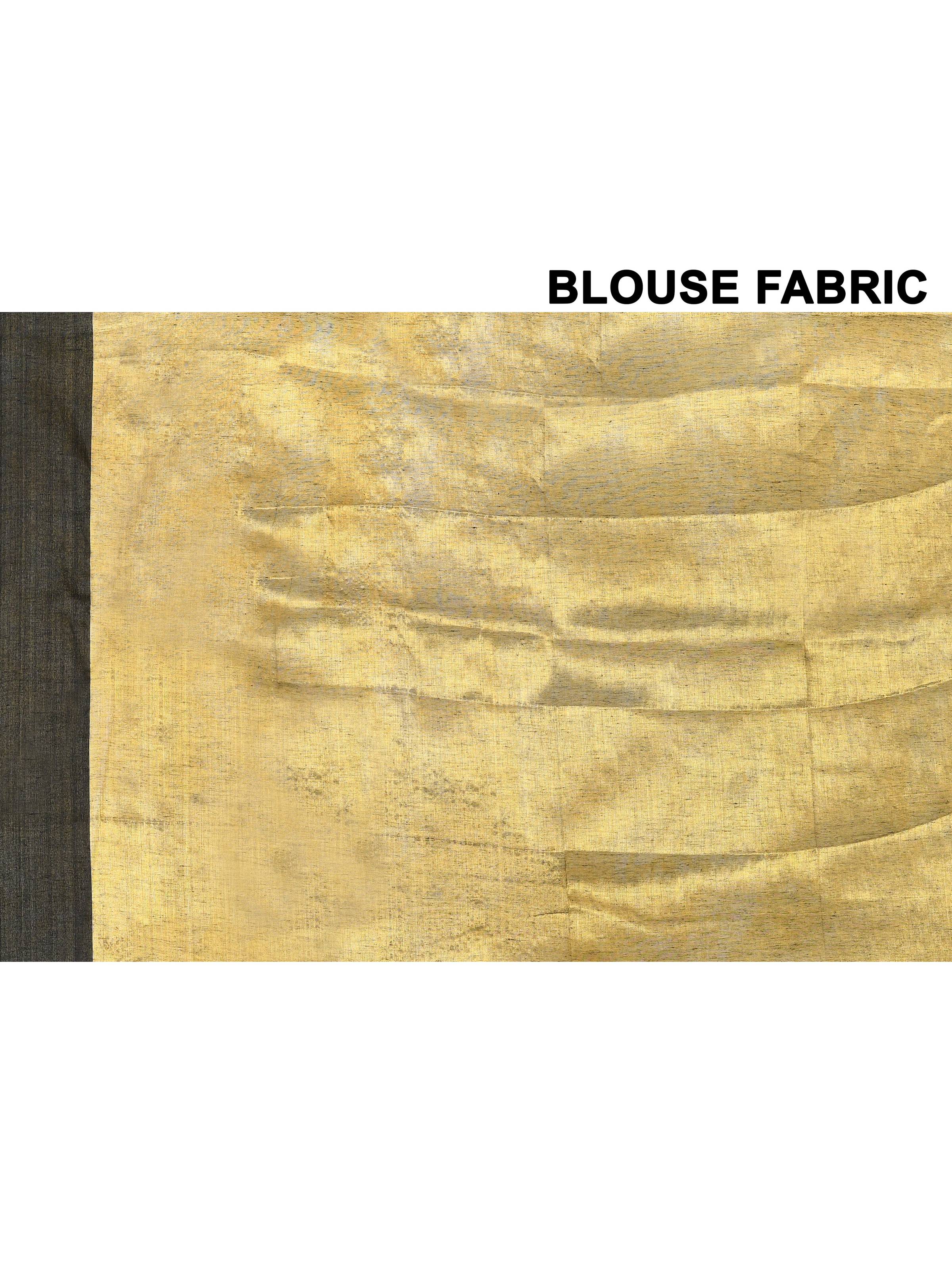 Piyari Fashion Women's Gold Organic Tissue Saree With Blouse Piece | Grocsy