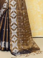 Piyari Fashion Women's Gold Dual Tone Organic Tissue Jamdani Saree With Blouse Piece | Grocsy
