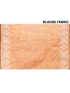 Piyari Fashion Women's Orange Dual Tone Organic Tissue Jamdani Saree With Blouse Piece | Grocsy