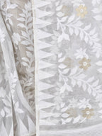 Piyari Fashion Cotton Blend Handloom White Jamdani Saree | Grocsy