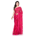 Piyari Fashion Cotton Blend Handloom Pink Jamdani Saree | Grocsy