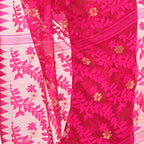 Piyari Fashion Cotton Blend Handloom Pink Jamdani Saree | Grocsy