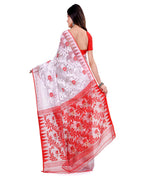 Piyari Fashion Cotton Blend Handloom White Jamdani Saree | Grocsy