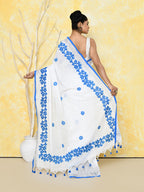 Piyari Fashion Women's White Exclusive Applique Saree With Blouse Piece | Grocsy