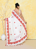 Piyari Fashion Women's White Exclusive Applique Saree With Blouse Piece | Grocsy