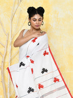 Piyari Fashion Women's White Exclusive Applique Saree With Blouse Piece | Grocsy