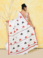Piyari Fashion Women's White Exclusive Applique Saree With Blouse Piece | Grocsy