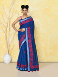 Piyari Fashion Women's Royal Blue Exclusive Applique Saree With Blouse Piece | Grocsy