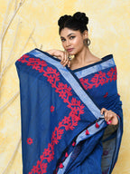 Piyari Fashion Women's Royal Blue Exclusive Applique Saree With Blouse Piece | Grocsy