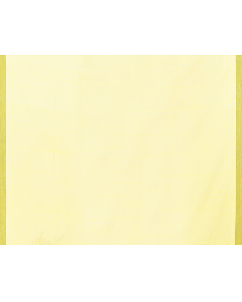 Piyari Fashion Women's Light Lemon Yellow Cotton Handloom Jamdani Saree With Blouse | Grocsy