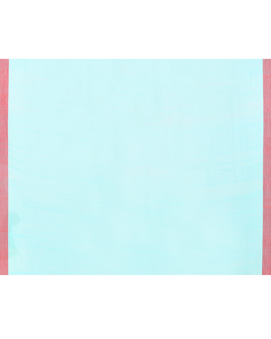 Piyari Fashion Women's Light Sky Blue Cotton Handloom Jamdani Saree With Blouse | Grocsy