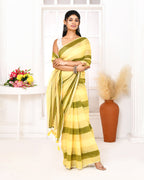 Piyari Fashion Multi Color Striped Mulmul Cotton Saree With Tassels | Grocsy