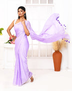 Piyari Fashion Lavender Mulmul Cotton Saree With Tassels | Grocsy