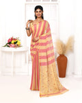 Piyari Fashion Women's Red Tangerine Cotton Handloom Jamdani Saree With Blouse | Grocsy