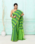Piyari Fashion Women's Green Cotton Handloom Jamdani Saree With Blouse | Grocsy