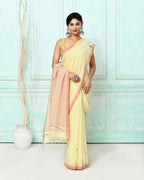 Piyari Fashion Women's Cream Cotton Handloom Jamdani Saree With Blouse | Grocsy