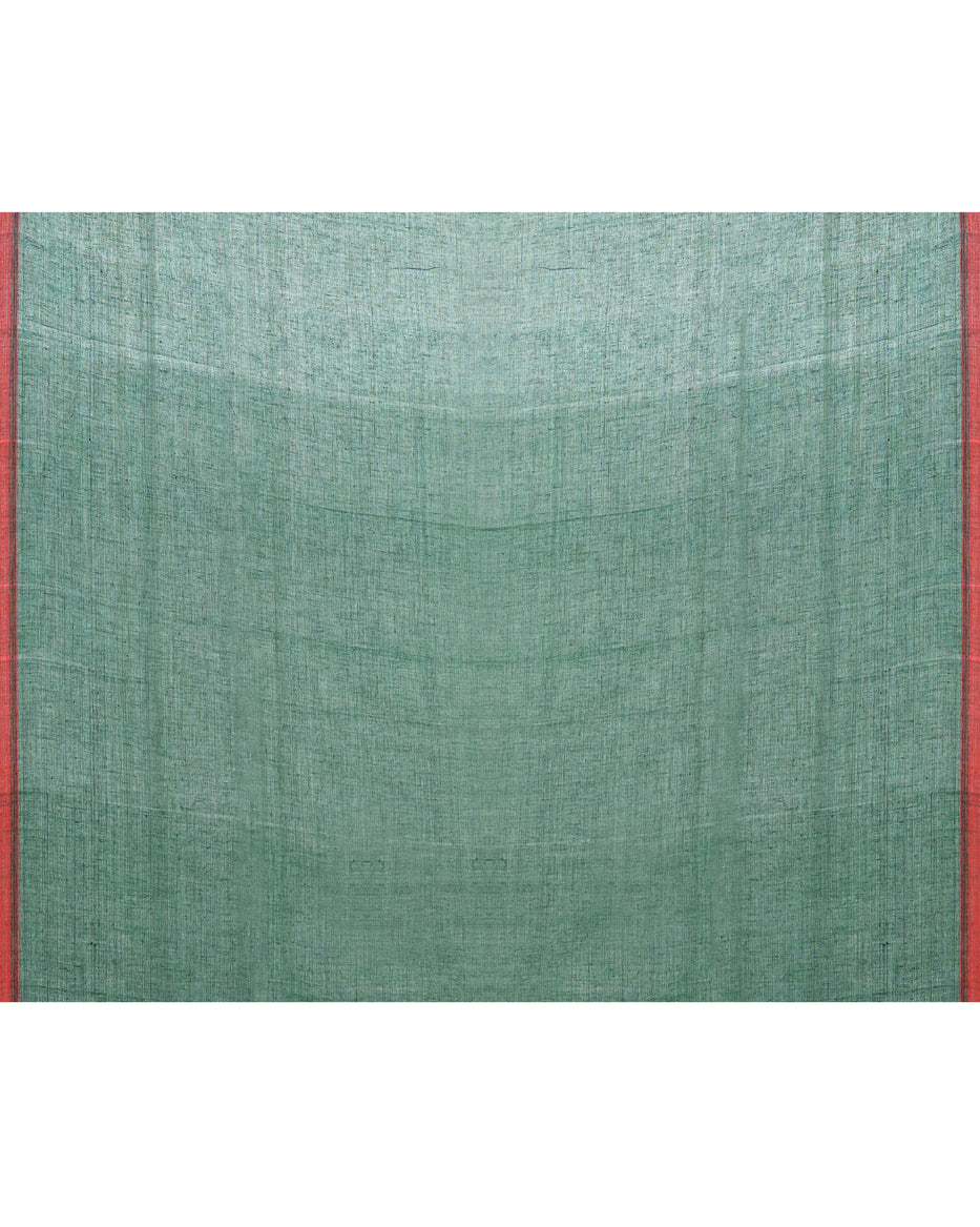 Piyari Fashion Women's Dark Green Cotton Handloom Jamdani Saree With Blouse | Grocsy