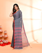 Piyari Fashion Women`s Grey Hand Work Cotton Saree With Blouse | Grocsy