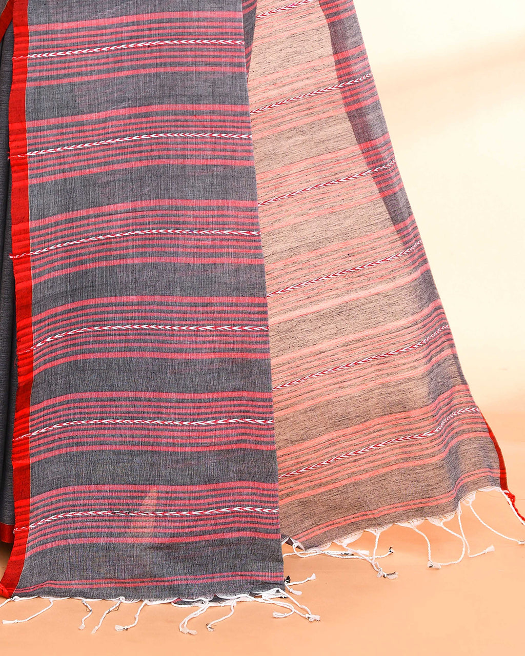 Piyari Fashion Women`s Grey Hand Work Cotton Saree With Blouse | Grocsy