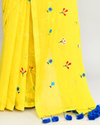 Piyari Fashion Women's Lemon Exclusive Embroidery Saree With Tassels | Grocsy