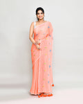Piyari Fashion Women's Salmon Exclusive Embroidery Saree With Tassels | Grocsy
