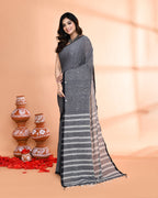 Piyari Fashion Women`s Grey Hand Work Cotton Saree With Blouse | Grocsy