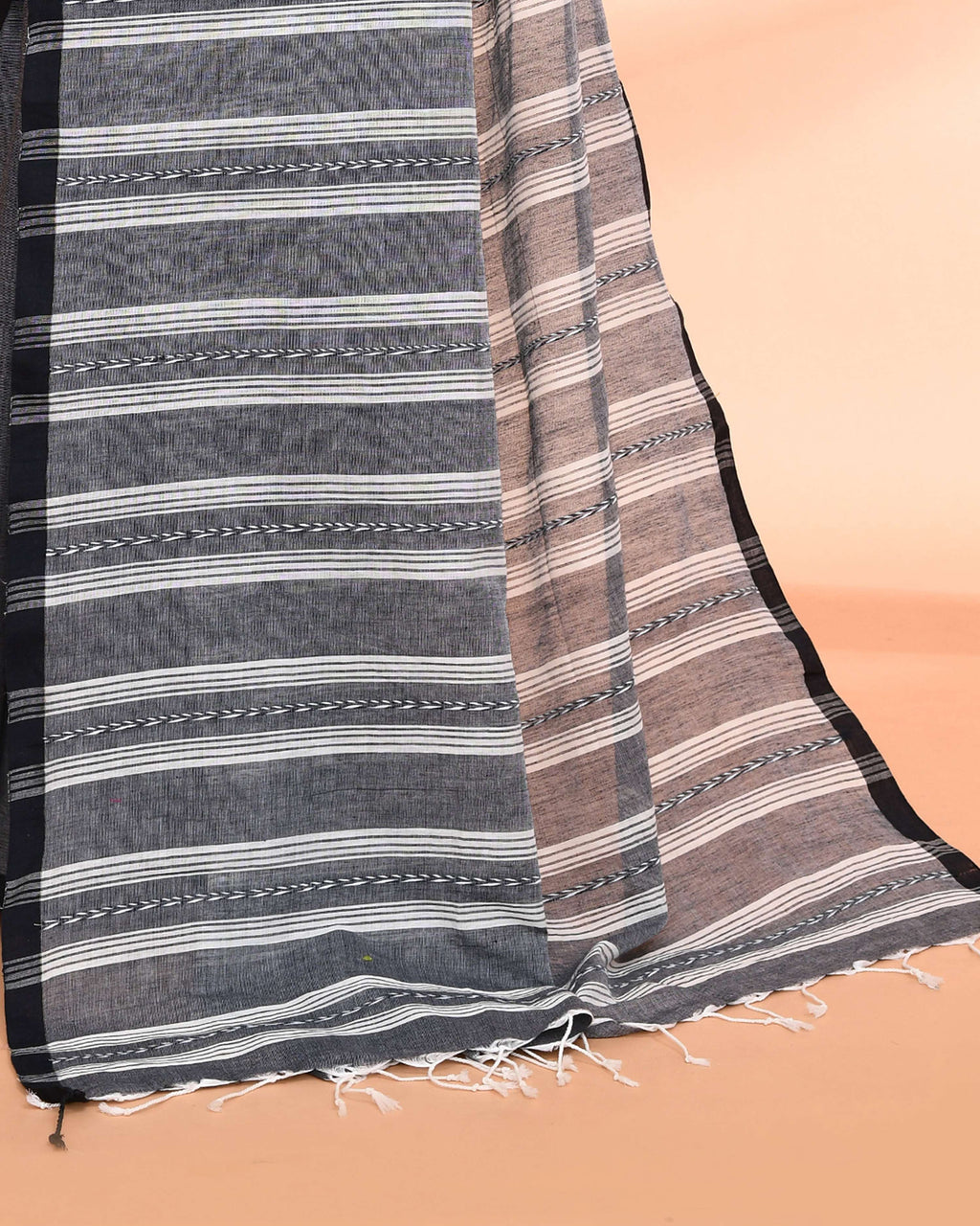 Piyari Fashion Women`s Grey Hand Work Cotton Saree With Blouse | Grocsy