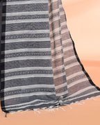 Piyari Fashion Women`s Grey Hand Work Cotton Saree With Blouse | Grocsy
