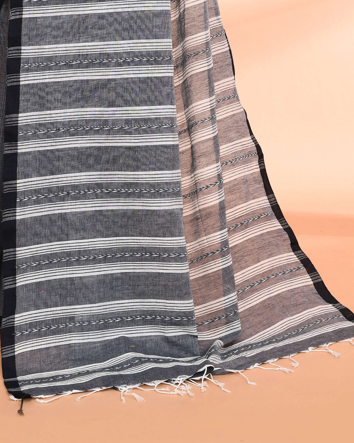 Piyari Fashion Women`s Grey Hand Work Cotton Saree With Blouse | Grocsy