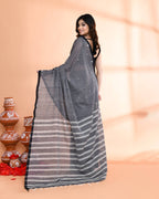 Piyari Fashion Women`s Grey Hand Work Cotton Saree With Blouse | Grocsy