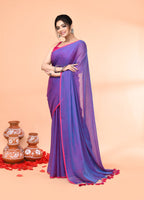 Piyari Fashion Vivid Indigo Mulmul Cotton Saree With Tassels | Grocsy
