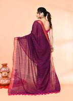 Piyari Fashion Women`s Cotton Handloom Magenta Sequin Saree With Blouse | Grocsy