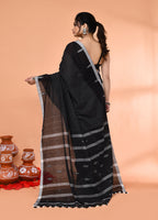 Piyari Fashion Women`s Black Mul Cotton Handloom Jamdani Saree With Blouse | Grocsy