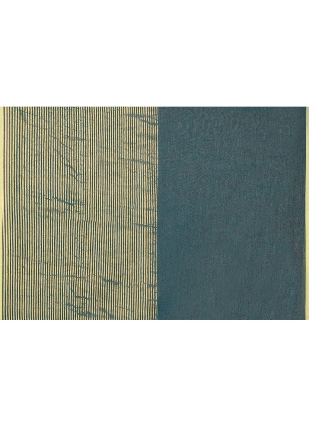 Piyari Fashion Women`s Teal Cotton Handloom Saree With Gold Zari Stripes | Grocsy