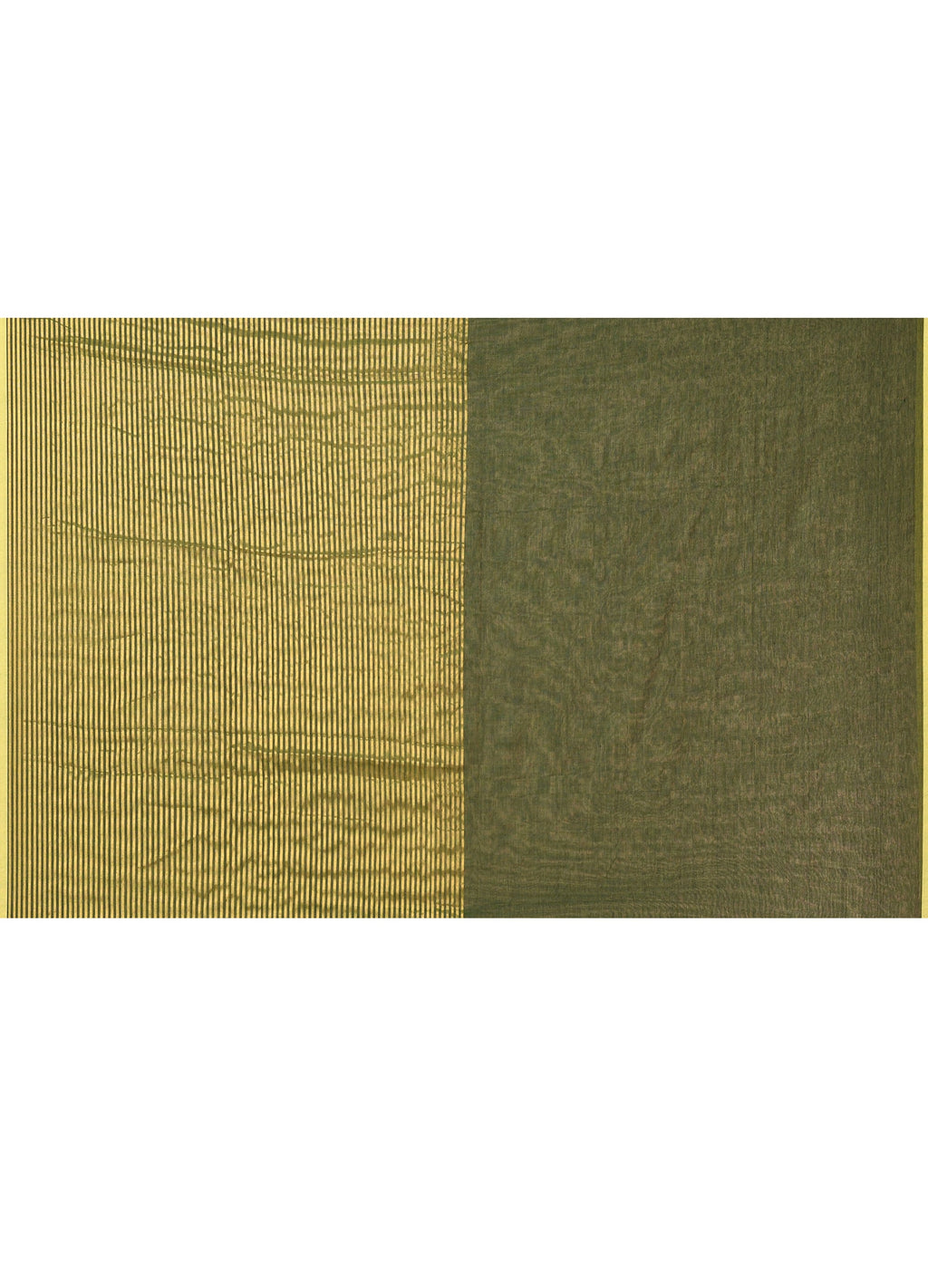 Piyari Fashion Women`s Dark Green Cotton Handloom Saree With Gold Zari Stripes | Grocsy