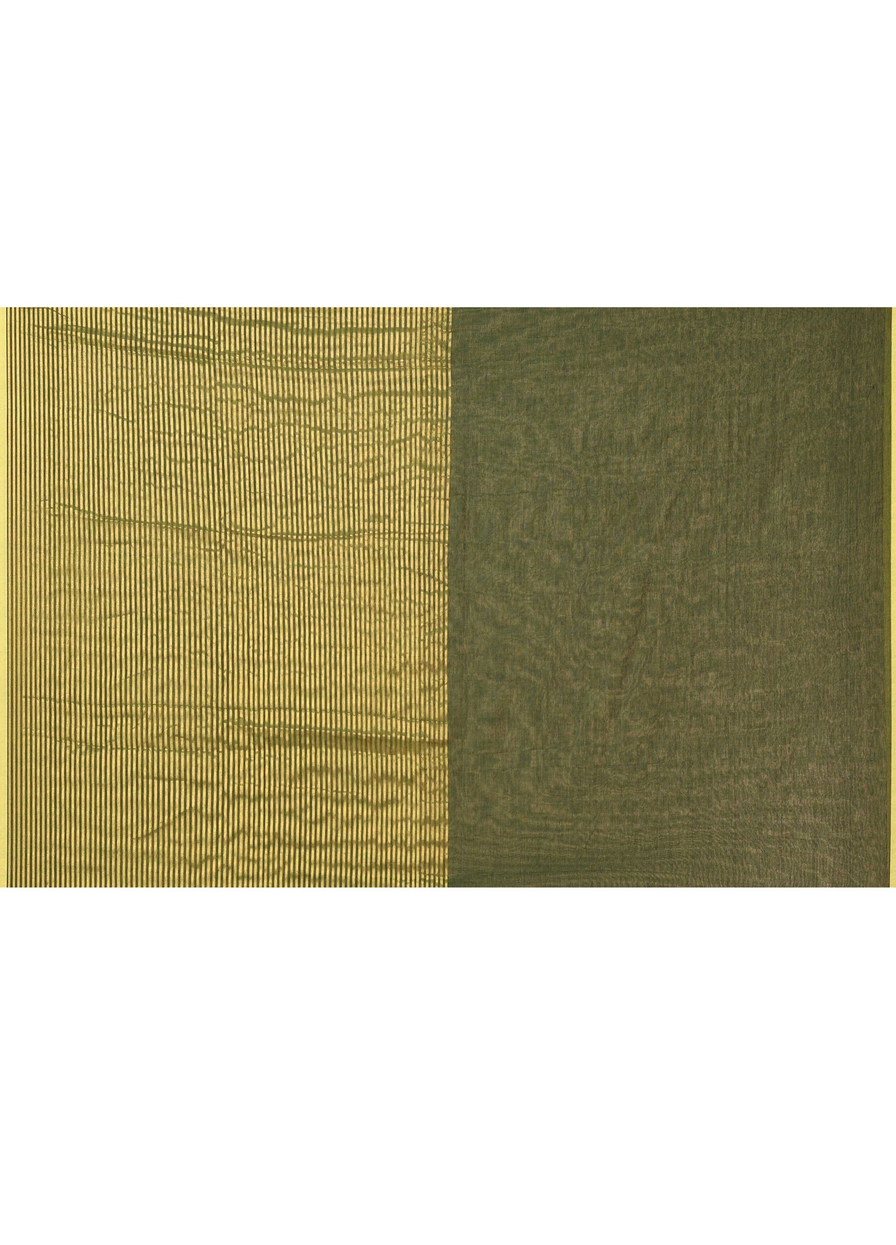 Piyari Fashion Women`s Dark Green Cotton Handloom Saree With Gold Zari Stripes | Grocsy