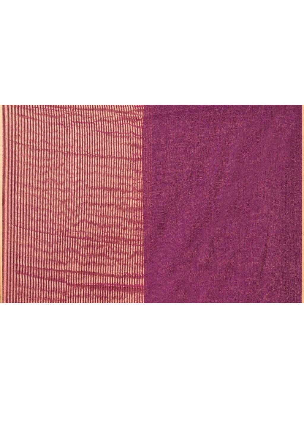 Piyari Fashion Women`s Magenta Cotton Handloom Saree With Gold Zari Stripes | Grocsy