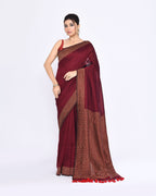 Piyari Fashion Women's Maroon Embellished Sequined Cotton Saree | Grocsy