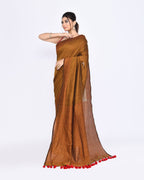 Piyari Fashion Women's Bronze Embellished Sequined Cotton Saree | Grocsy