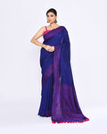 Piyari Fashion Women's Blue Embellished Sequined Cotton Saree | Grocsy