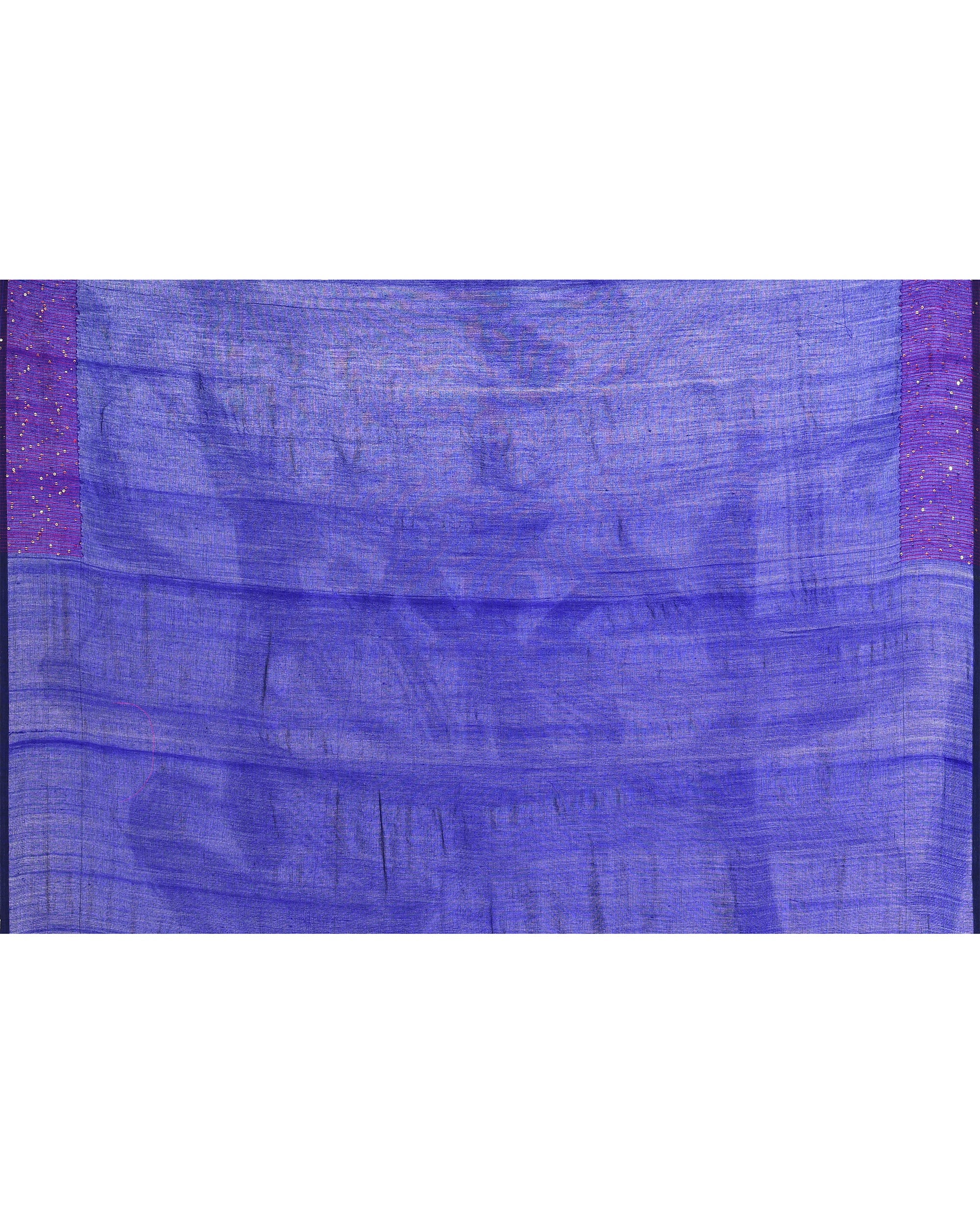 Piyari Fashion Women's Blue Embellished Sequined Cotton Saree | Grocsy