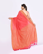 Piyari Fashion Women's Tomato Red Embellished Sequined Cotton Saree | Grocsy