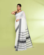 Piyari Fashion Women's White Embellished Cotton Saree | Grocsy