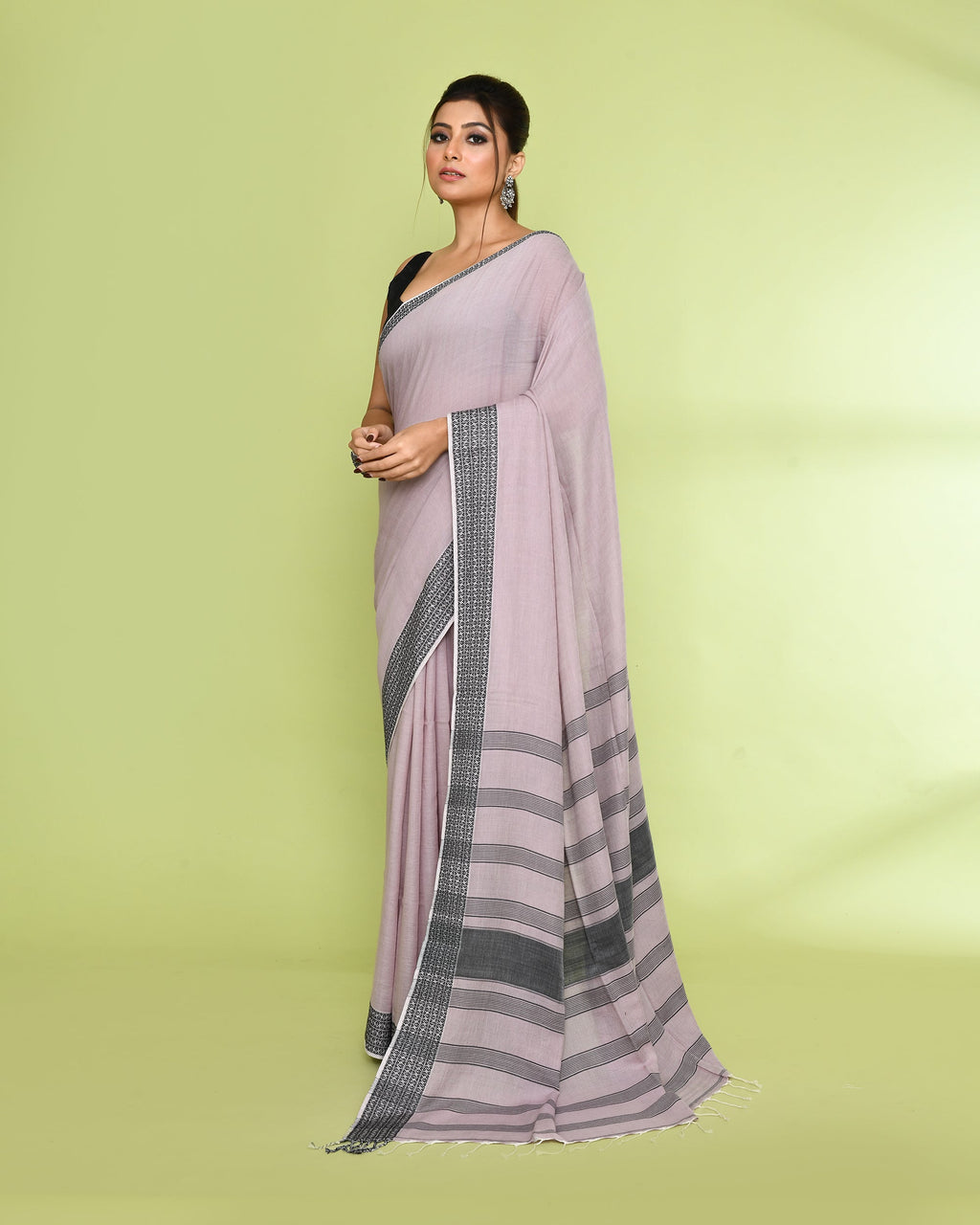Piyari Fashion Women's Alabaster Embellished Sequined Cotton Saree | Grocsy