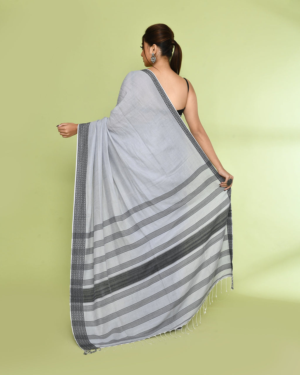 Piyari Fashion Women's Pearl Embellished Cotton Saree | Grocsy