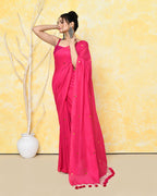 Piyari Fashion Women's Pink Sequin Work Soft Pure Cotton Saree With Blouse Piece | Grocsy