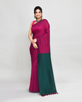 Piyari Fashion Handspun Cotton Rani Pink Handloom Saree With Blouse | Grocsy
