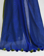 Piyari Fashion Handspun Cotton Moss Green Handloom Saree With Blouse | Grocsy